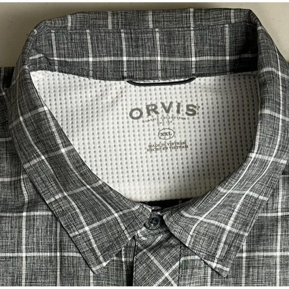 Orvis Mens Gray Check Short Sleeve Button Up Performance Shirt XXL - Picture 5 of 6